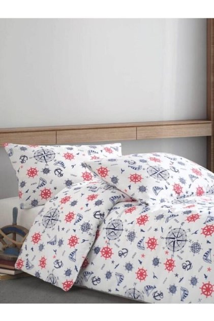 Single Sheet Elastic Duvet Cover Set Sailor Marine