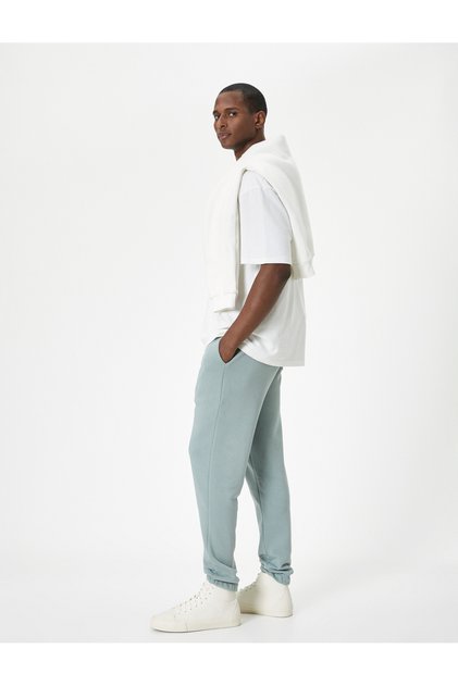 Jogger Sweatpants with Lace Waist and Pocket Detail