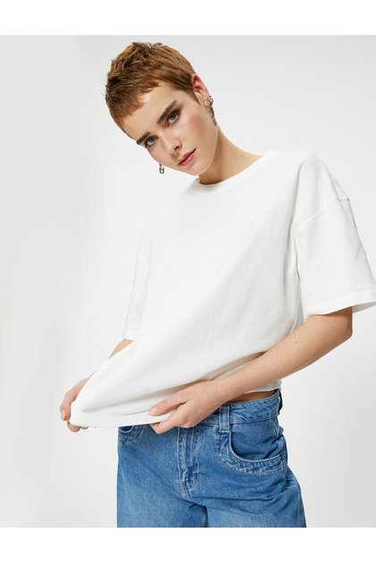 Basic Oversize Short-Sleeve Crew Neck Cotton T-Shirt