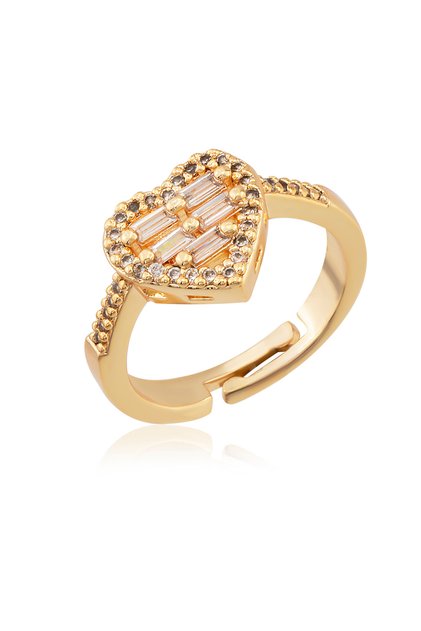 New Season Baguette Stone Heart Model Steel Ring
