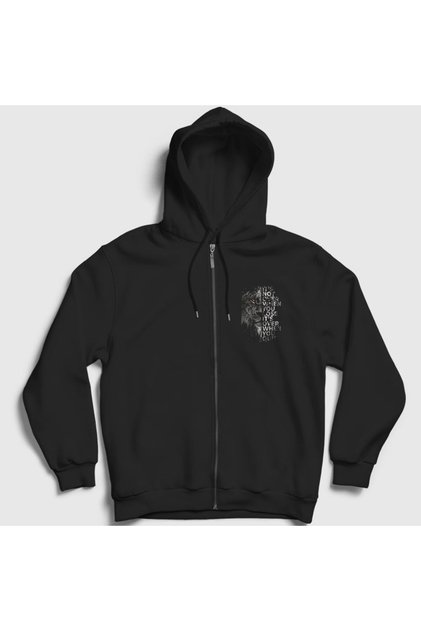 Unisex Black Over Lion Zippered Hooded Sweatshirt305770tt