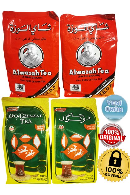 Alwazah Tea, & Do Ghazal Tea, Seylan Ceylon Çayı (4 paket)