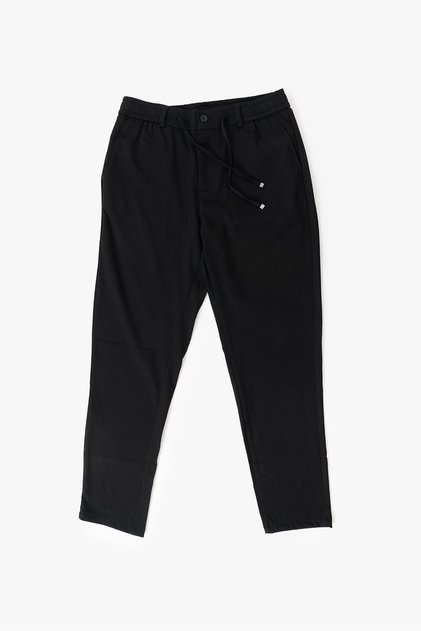 Men's Black Side Pocket Lace up Elastic Waist Belt 969 Jogger Pants