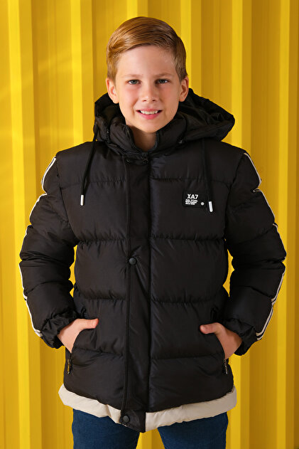 Zaziko Kids Erkek Çocuk Çıkarılabilir Kapüşonlu Kolları Şeritli