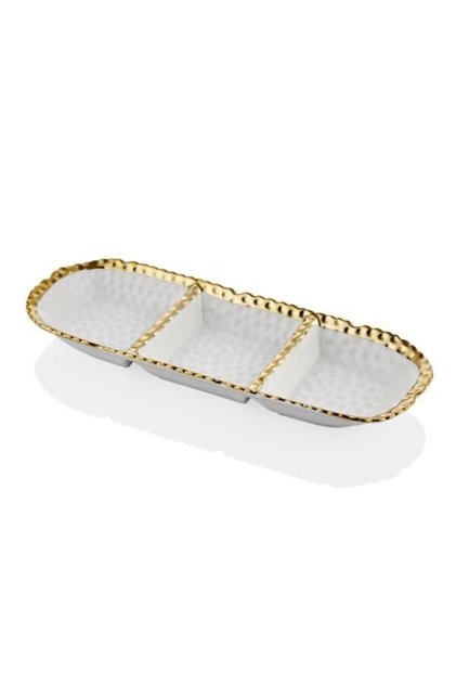 HAMMERED WHITE GOLD 3LÜ ÇEREZLİK 36X13X3,5 CM