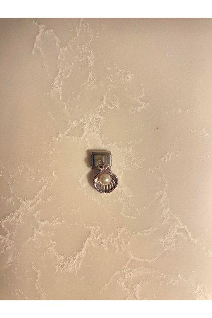 Stainless Steel Italian Charm with Pearl and Oyster Figures