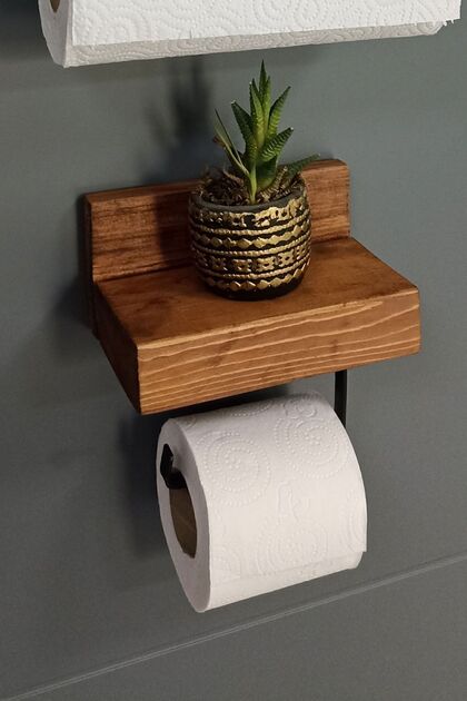 Dekoratif Ahşap Wc Kağıtlık Metal Tuvalet Kağıtlığı Ahşap Tuvalet Kağıdı Askısı Ahşap Banyo Duvarraf