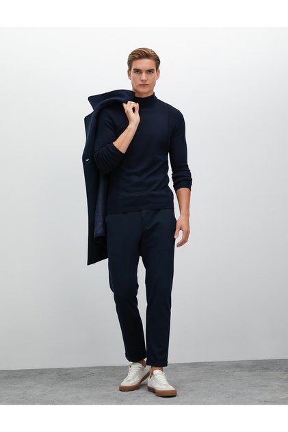 Half Turtleneck Sweater Textured Long Sleeve