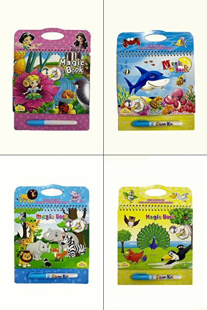 Animals Princess Set of 4 Water Painting - Coloring Book with Magic Special Pen
