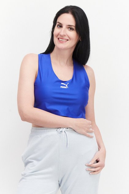 Women Sportswear Fit Sleeveless Training Crop Top, Royal Blue