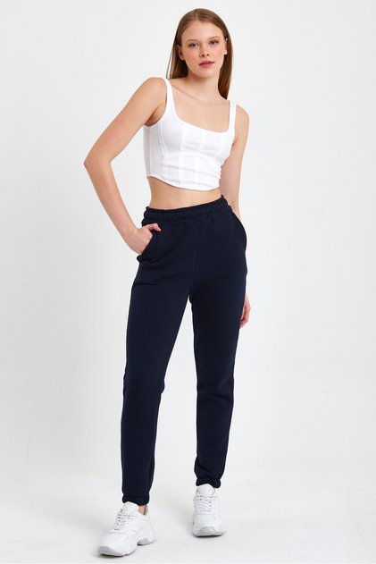Women's Three Thread Knitted Sweatpants Jogger with Elastic Waist and Legs