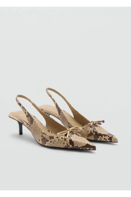 Snake Skin-Look Kitten Heel Shoes