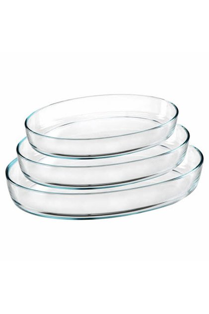 ,Borosilicate glass,Oval Ovenware,Set of 3pcs,(2L+3.2L+4.1L),Suitable for stove and Oven
