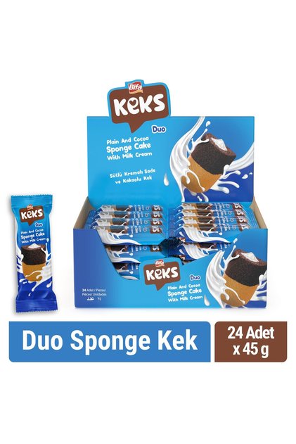 Sponge Kek Duo Sade ve Kakaolu 45 gr x 24 adet