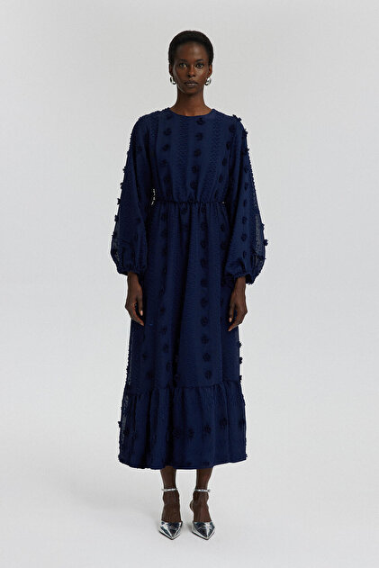 Touche Prive Chiffon Dress - Gathered Waist Design- Trendyol