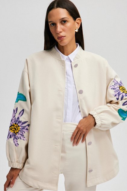 EMBROIDERED NATURAL DENIM JACKET
