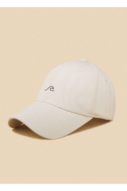 Wave Figured Printed Cream Unisex Classic Cap Model Adjustable Velcro Hat