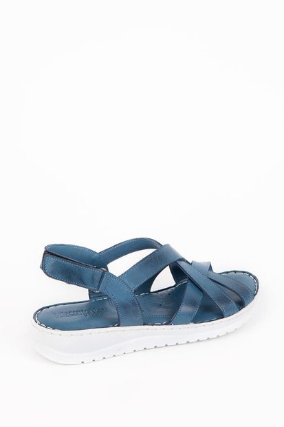 Bellacomfort Shoes Kadın Mavi Hakiki Deri Sandalet - 5