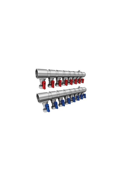 1" 8 Çıkışlı Mini Küresel Vanalı Mavi Kollektör