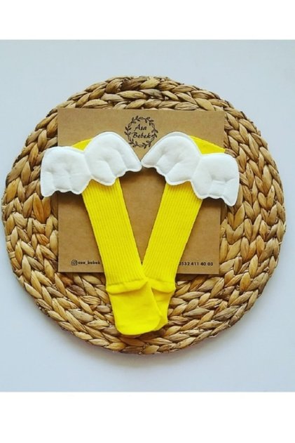 Baby Girl Winged Yellow Knee-Cuff Socks