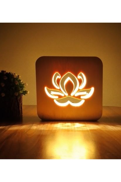 Tablo Art House Ahşap Lamba Masa Lambası Gece Lambası Lotus Çiçeği - 1