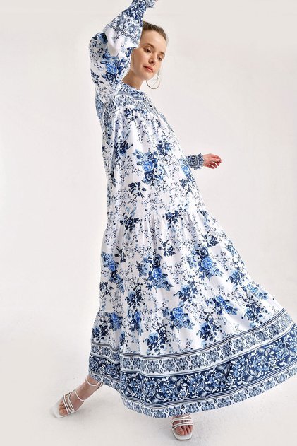 1947 ROCHIE FLORALĂ CU MANECĂ IMPAGATĂ ROBEL