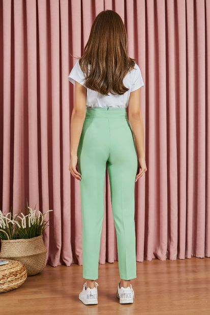 Vis a Vis Kadın Çağla Yeşili Halka Kemerli Yüksek Bel Pantolon - 4
