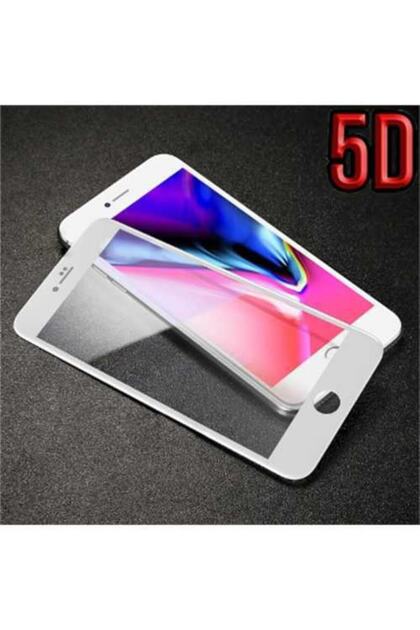 Iphone 7 Plus 8 Plus 5d Kavisli Full Kırılmaz Cam Ekran Koruyucu Beyaz