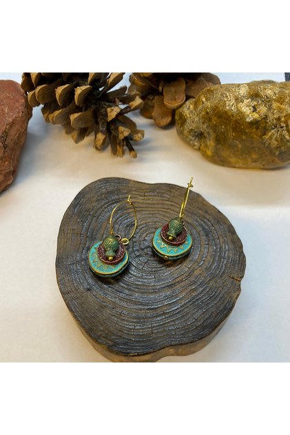 Handmade hippie brass fish figure earrings