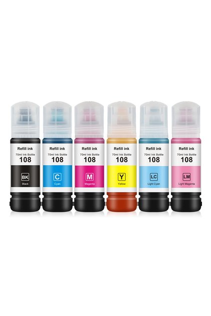 EPSON 108 Mürekkep Seti 6 Renk - L8050 -L8100 -L18050 Uyumlu