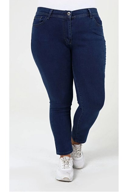Blue Narrow Leg Classic Large Size Women's Jeans