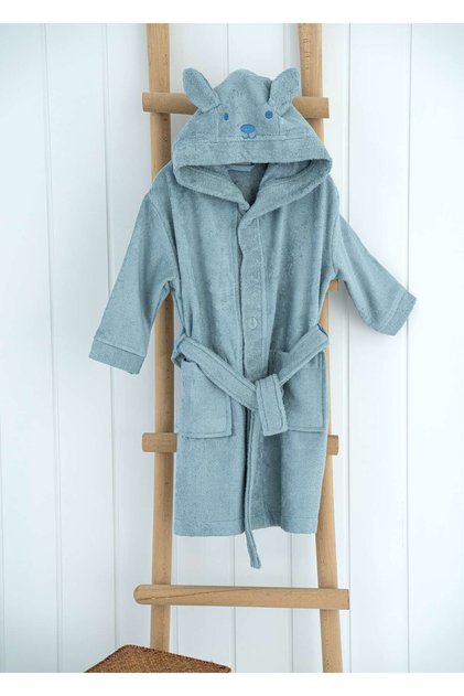 Bamboo Light Blue Hooded Children's Bathrobe