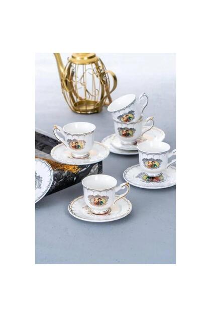 ACAR Alessia 6 Kişilik Porselen Kahve Fincanı Takımı - 90 ml