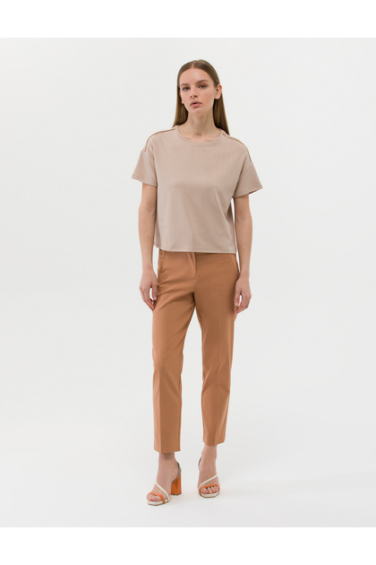 Braune Carrot Fit Stoffhose 50269321-VR233