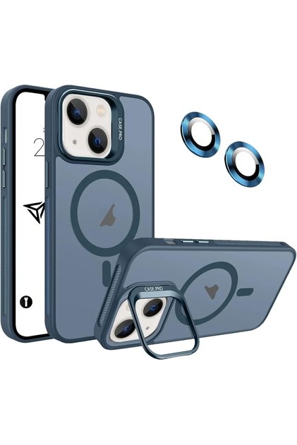 İphone 13 / 14 Kamera Korumalı Stantlı Magsafe Destekli Mat Lens Koruyucu Hediye Telefon Kılıfı
