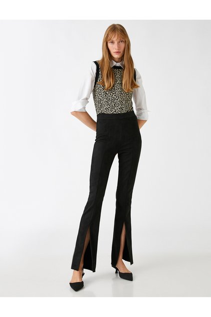 Flare Leg Tights with Slit Detail