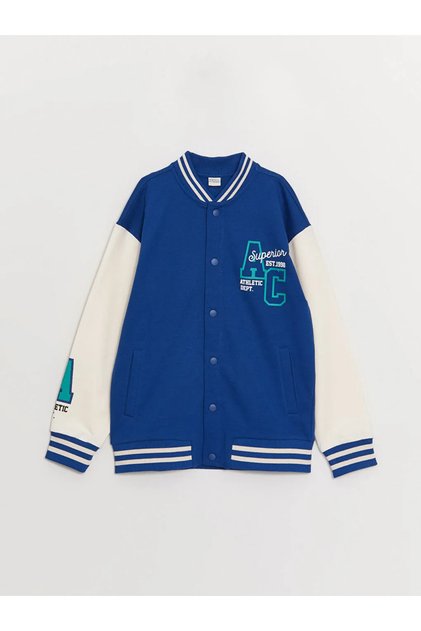 Lcw Kids Blue Printed Boys' College Jacket