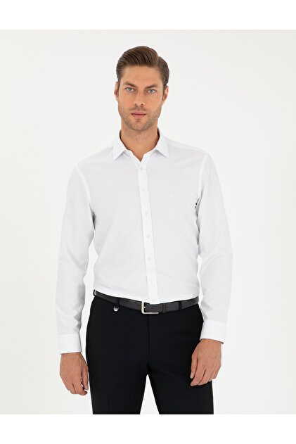 White Oxford Slim Fit Long Sleeve Shirt 50292539-Vr013