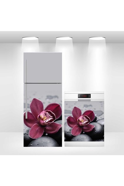 Refrigerator and Dishwasher Door Self-Adhesive Foil Covering Claret Red Orchid