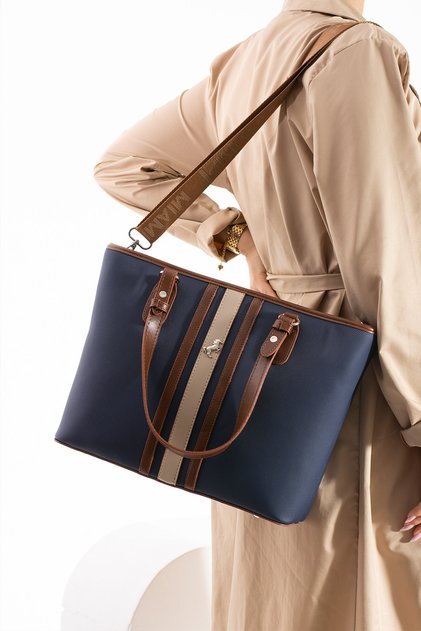 Miami Polo 1370 Women's Handbag Satchel Shoulder Bag Dark Blue-Mink