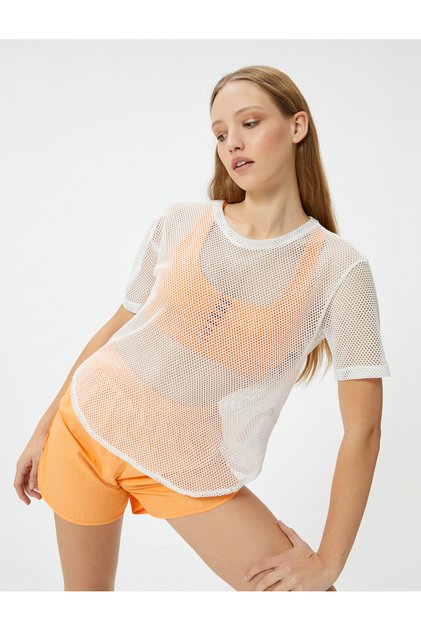 Sports Mesh T-Shirt Short Sleeve Crew Neck Comfortable Fit