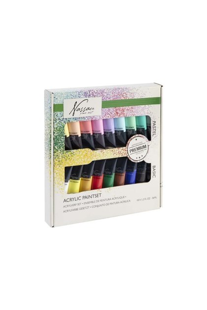Set 18 culori acrilice, pastel si de baza, Fine Art, Nassau
