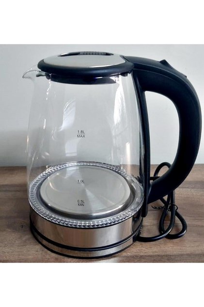 Crown Cam Kettle Elektrikli Su Isıtıcı Cam Gövdeli Led Aydınlatmalı 1500W 1,8 Lt