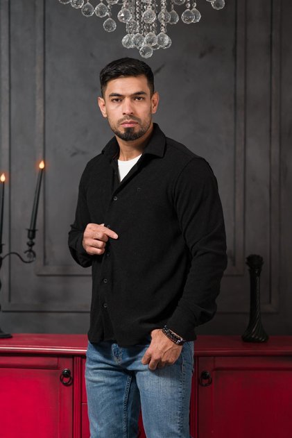 Lycra Corded Cotton Winter Fabric Regular Fit Shirt