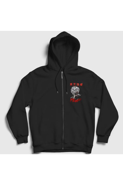 Unisex Black Ken Kaneki Anime Tokyo Ghoul Zip Hooded Sweatshirt136768tt