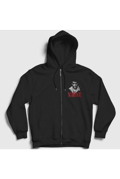 Unisex Black Tony Montana Movie Scarface Zippered Hooded Sweatshirt251130tt