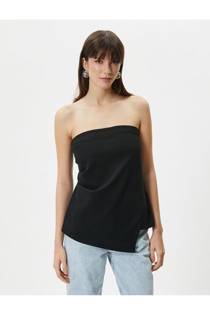 Strapless Blouse Asymmetrical Cut Slim Fit