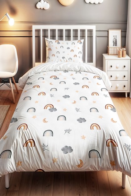 Bohemian Rainbows Patterned Single Baby Kids Duvet Cover Set