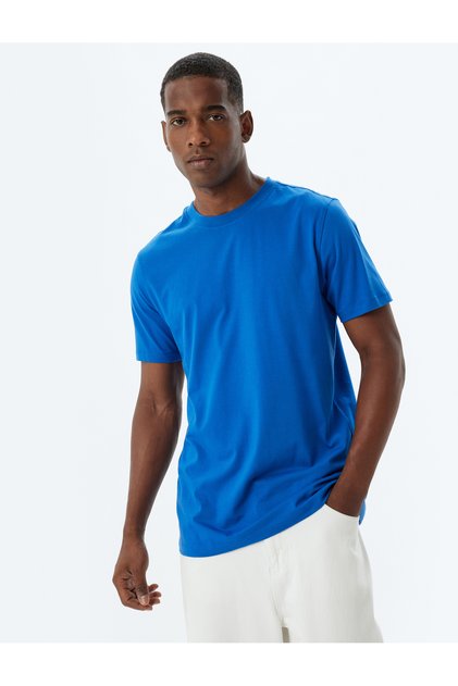 Crew Neck Cotton Basic T-Shirt - Slim Fit, Short Sleeve