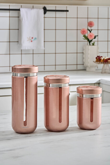 Karaca Mastermaid Kavanoz/Saklama Kabı 3'lü Set Rosegold - Fiyatı